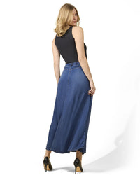 CSK08979 MEMOI WOMENS PANEL DENIM SKIRT