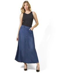 CSK08979 MEMOI WOMENS PANEL DENIM SKIRT