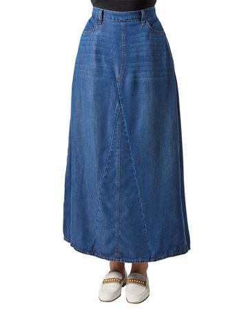 CSK08979 MEMOI WOMENS PANEL DENIM SKIRT