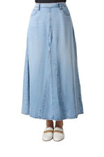 CSK08979 MEMOI WOMENS PANEL DENIM SKIRT