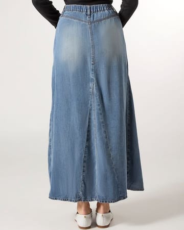 CSK08979 MEMOI WOMENS PANEL DENIM SKIRT