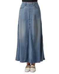 CSK08979 MEMOI WOMENS PANEL DENIM SKIRT