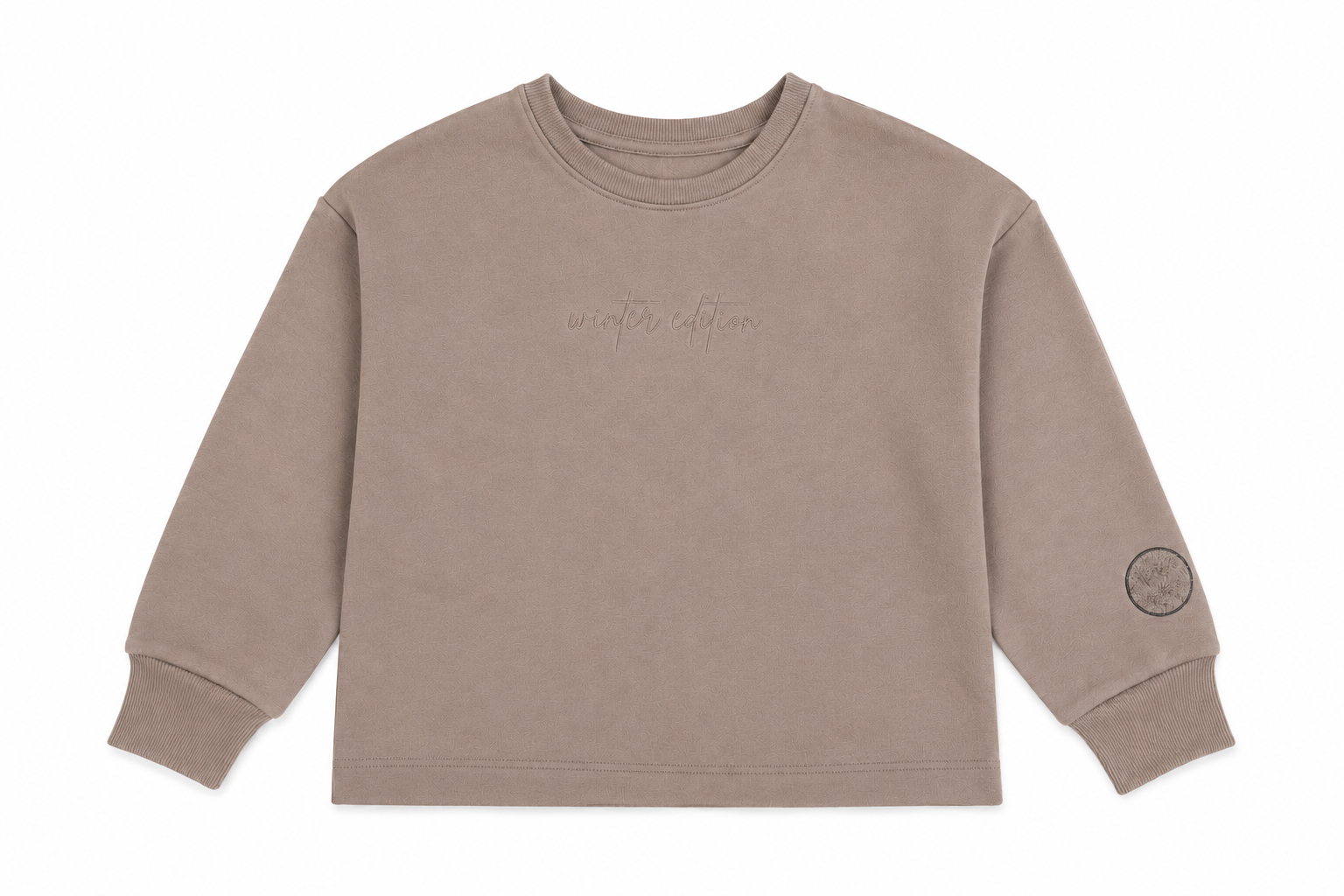 261GT BONDOUX SHERPA EMBROIDERY TAUPE GIRLS TOP