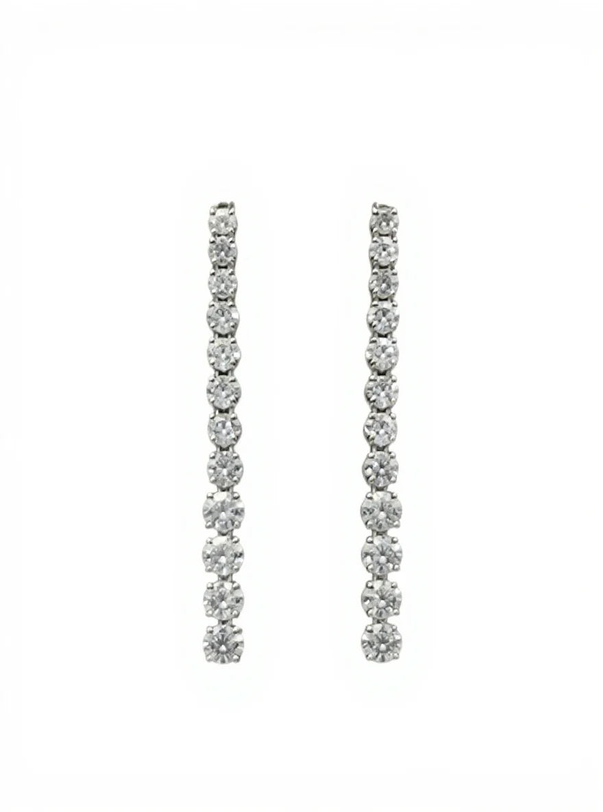 TJ184 TENNIS DROP EARRING SILVER
