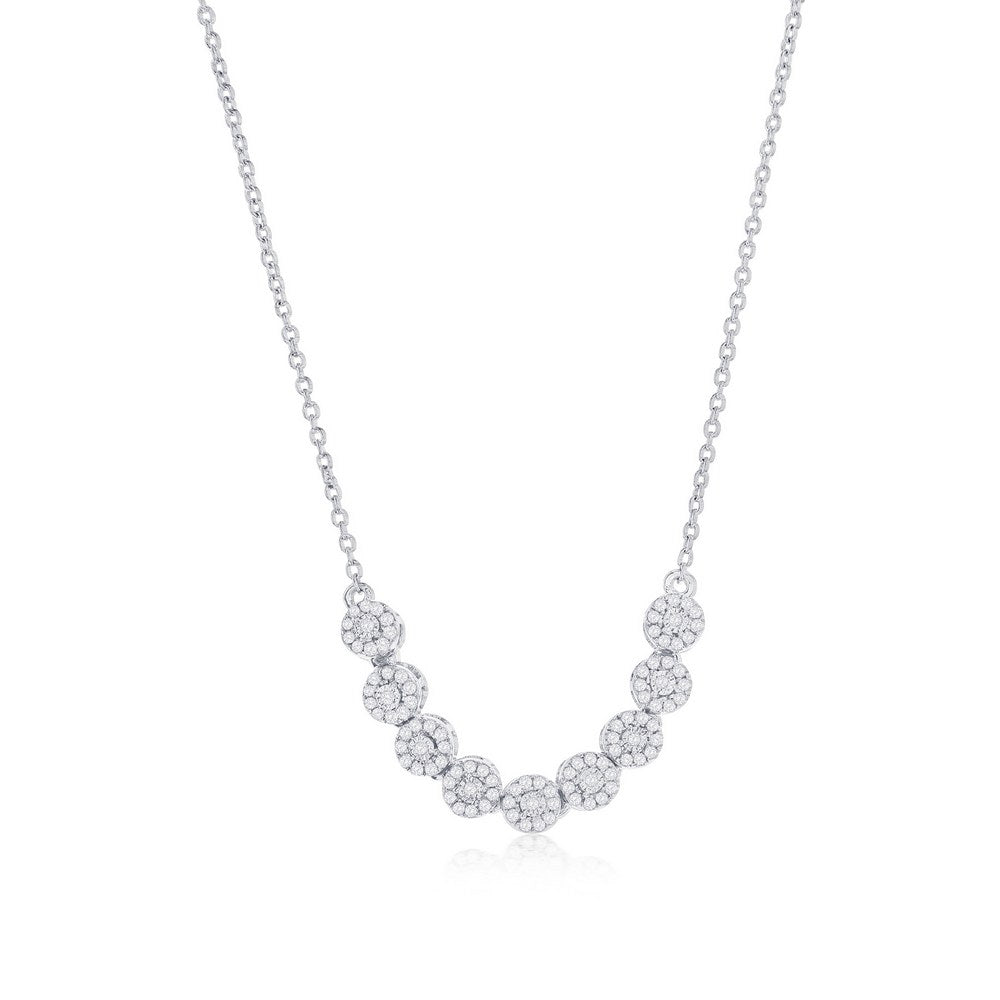 DIM-7494 CLASSIC SS ROUND HALO DIAMOND NECKLACE (99 STONES)