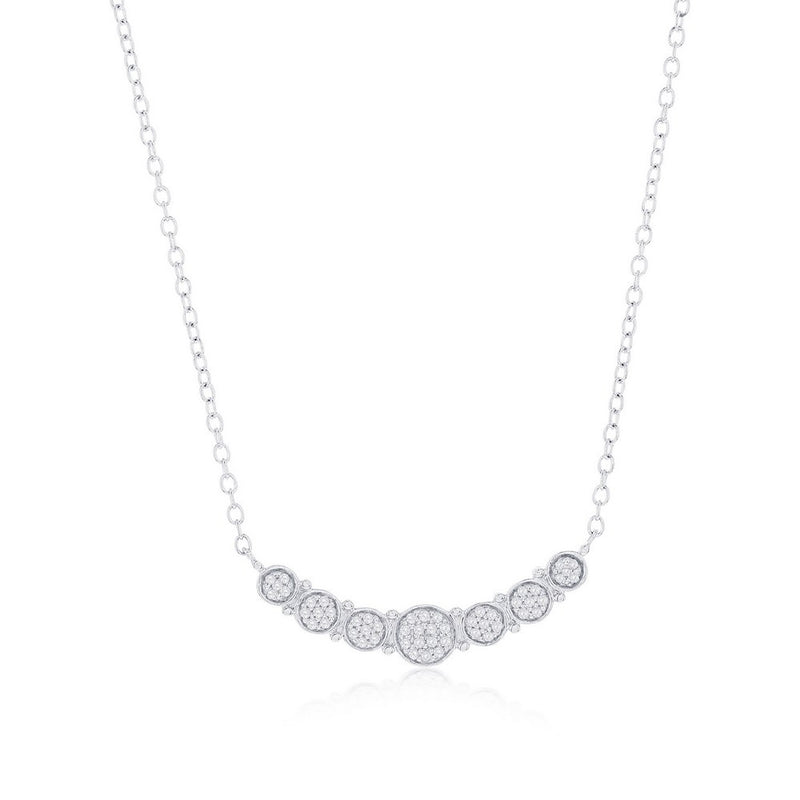 DIM-7510 CLASSIC SS ROUND CURVE DIAMOND BAR NECKLACE(50 STONES)