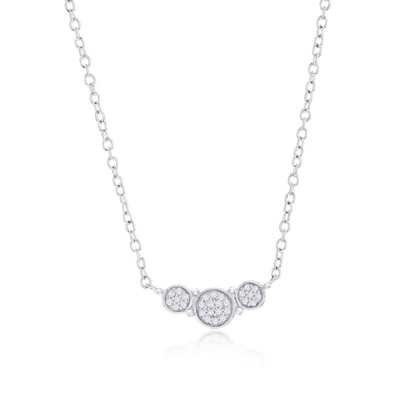 DIM-7513 CLASSIC SS TRIPLE ROUND DIAMOND NECKLACE (28 STONES)