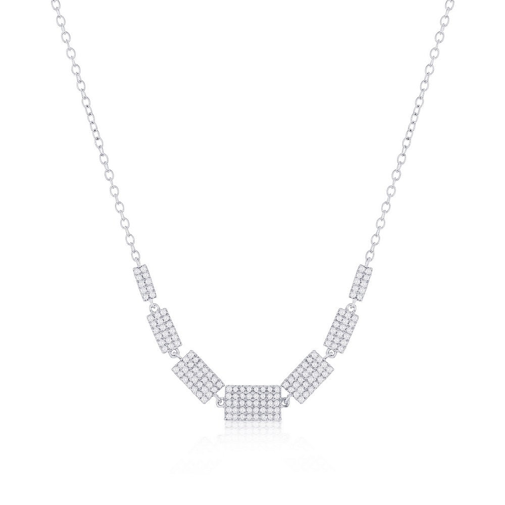 DIM-7518 CLASSIC SS RECTANGLE GRADUATING DIAMOND NECKLACE(152 STONES)