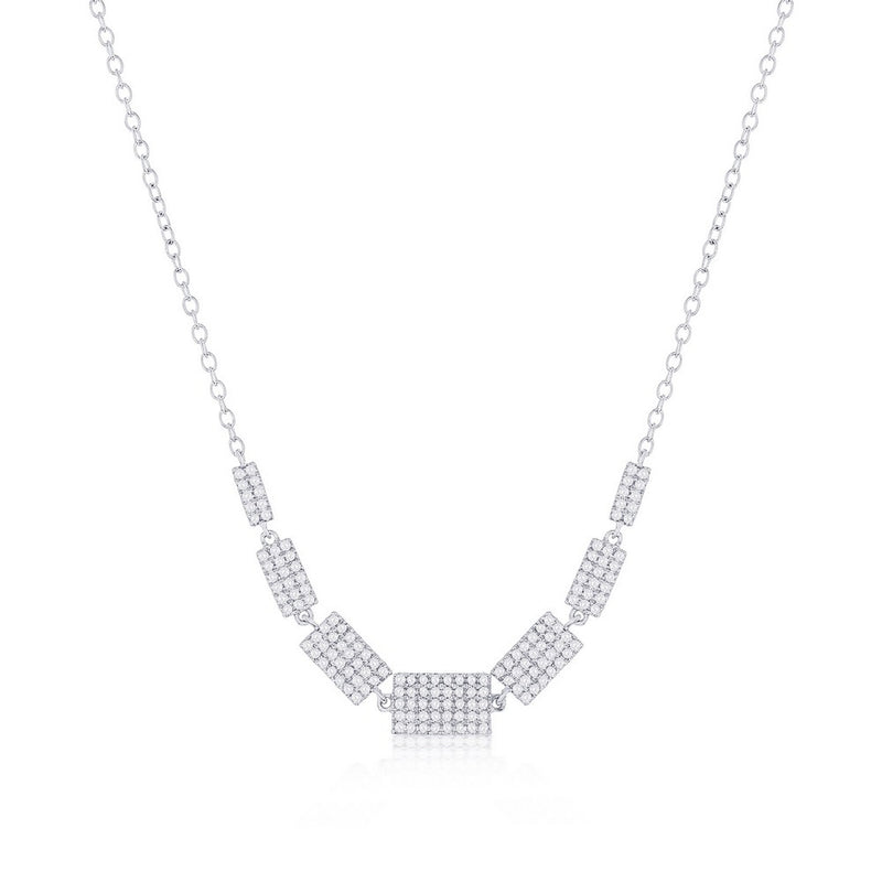 DIM-7518 CLASSIC SS RECTANGLE GRADUATING DIAMOND NECKLACE(152 STONES)