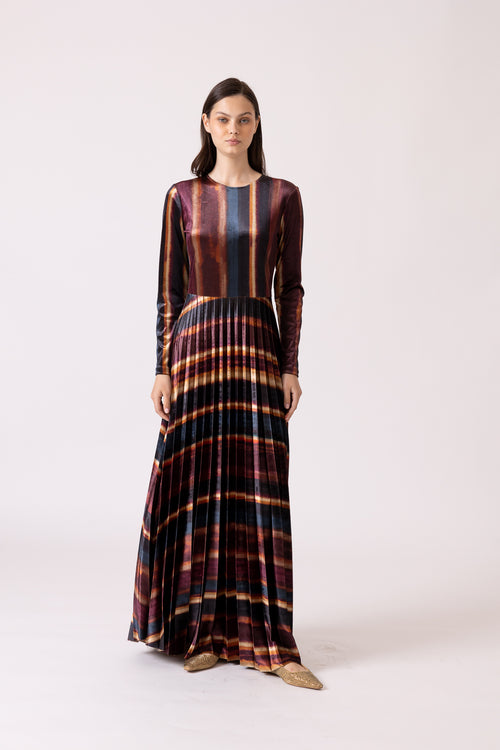 DRO24816 ORD COUTURE FADED LINES FABRIC ROBE