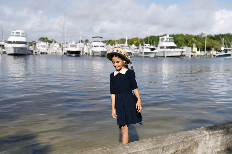 ANALOGIE GIRLS KNIT TOP + KNIFE PLEAT SKIRT