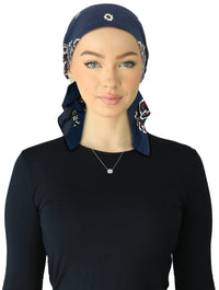 HB-168 CHERIE HEADSCARVE BANDANA DENIM SHORT TIES