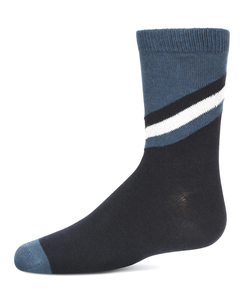 MK-165 MEMOI DIAGONAL STRIPE BOYS CREW SOCK