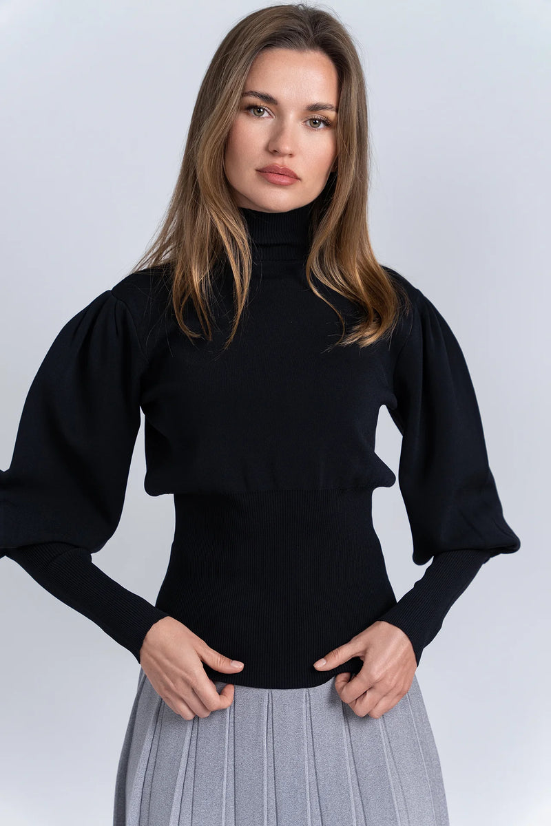 T739 ALEEZA MOCK NECK LONG CUFF TOP