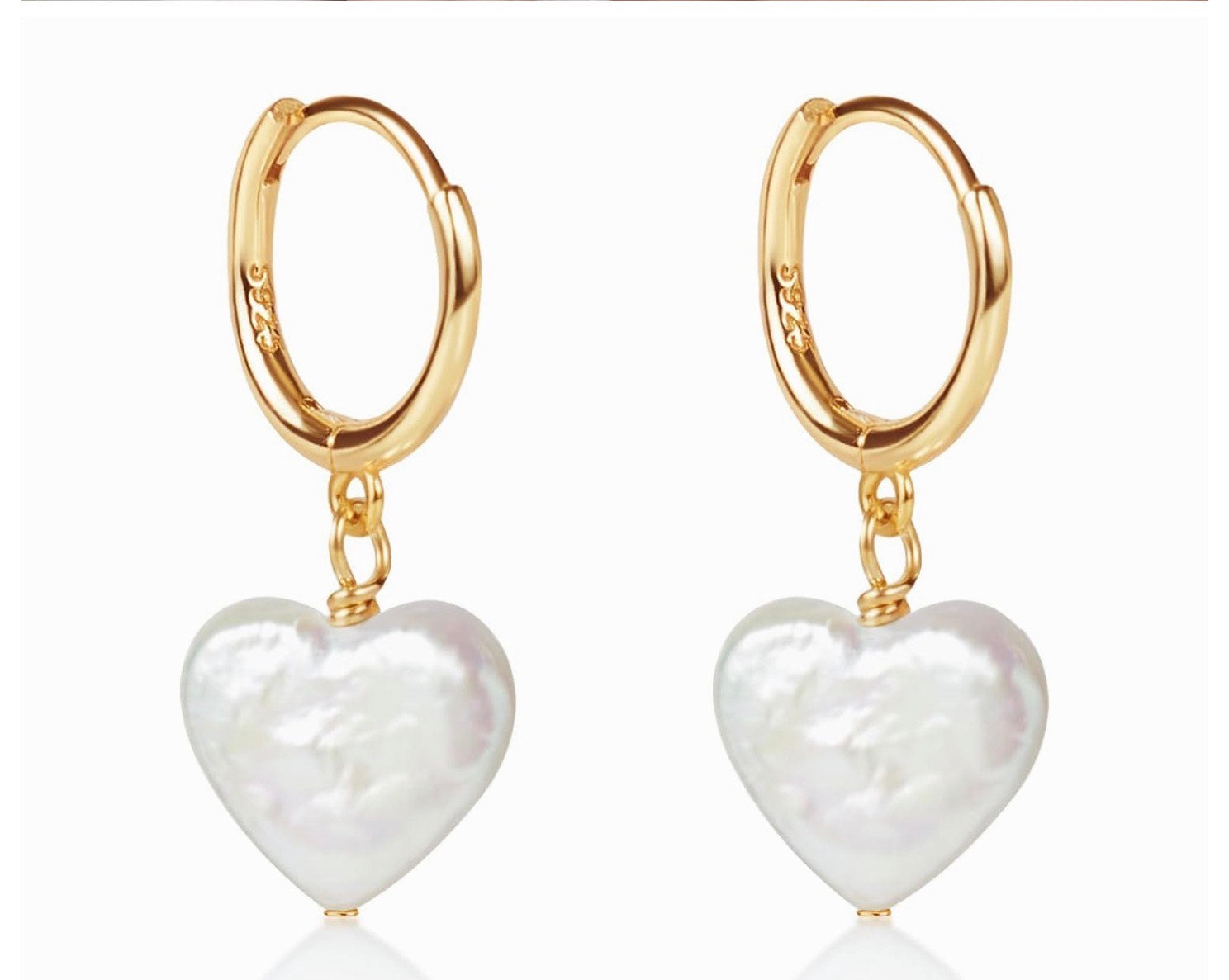 LILY LUSTRE SS GP HOOP PEARL HEART EARRINGS