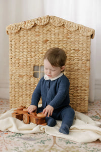 ELY'S & CO STAR KNIT COLL. CARDI + OVERALL 3PC SET
