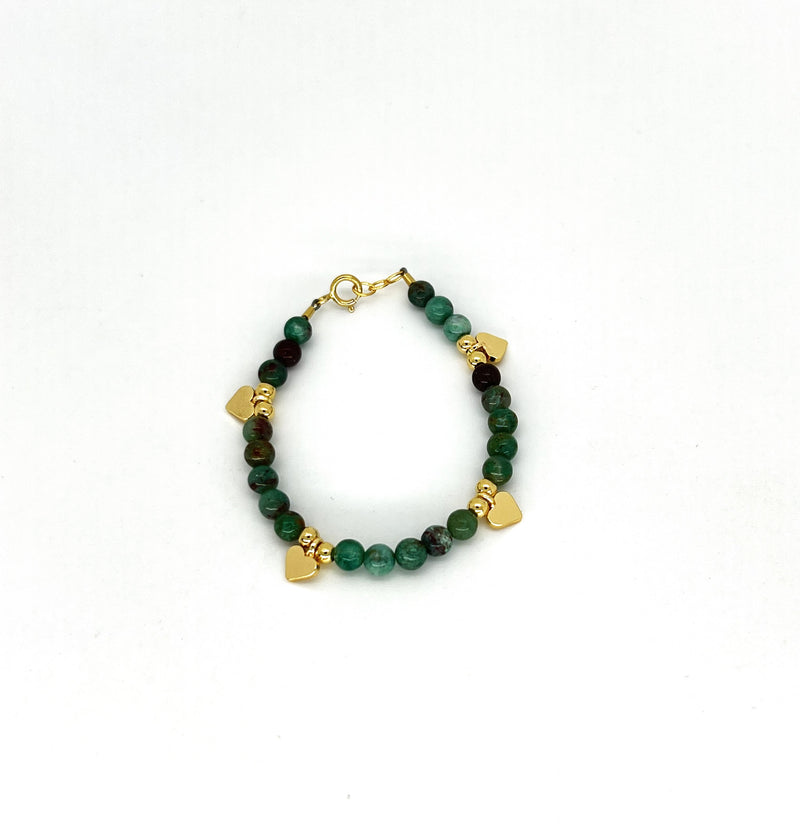 GF-GH1 MLJ GEMSTONE GOLD HEART BRACELET