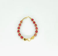 GF3-H9 MY LITTLE JEWEL 14K GOLD FILLED BEADS/RHIONITE HEART CENTER BANGLE