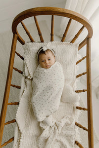 ELYS & CO FLORAL EMB. COLLAR MUSLIN SWADDLE