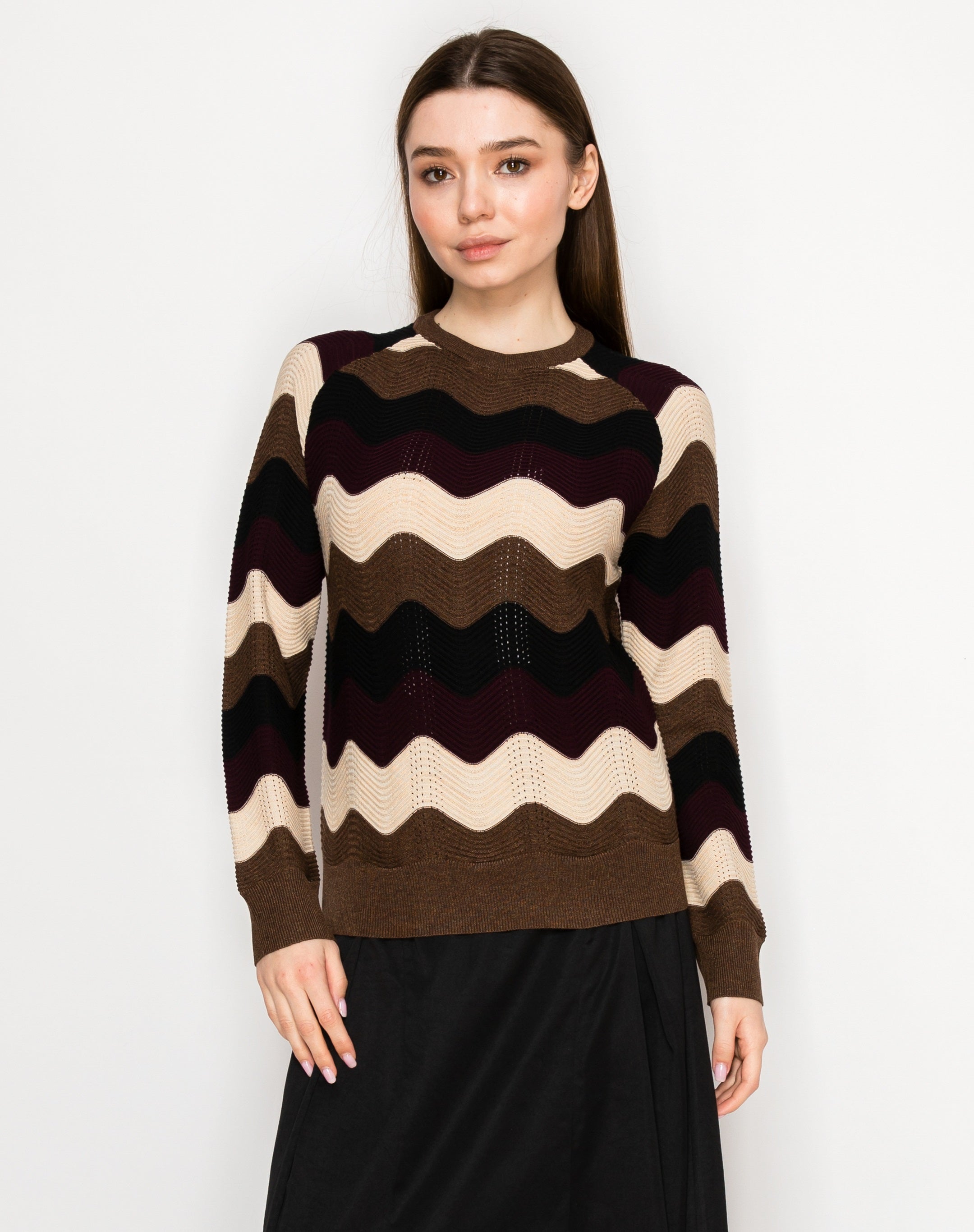 K4575 YAL WAVE PRINT SWEATER