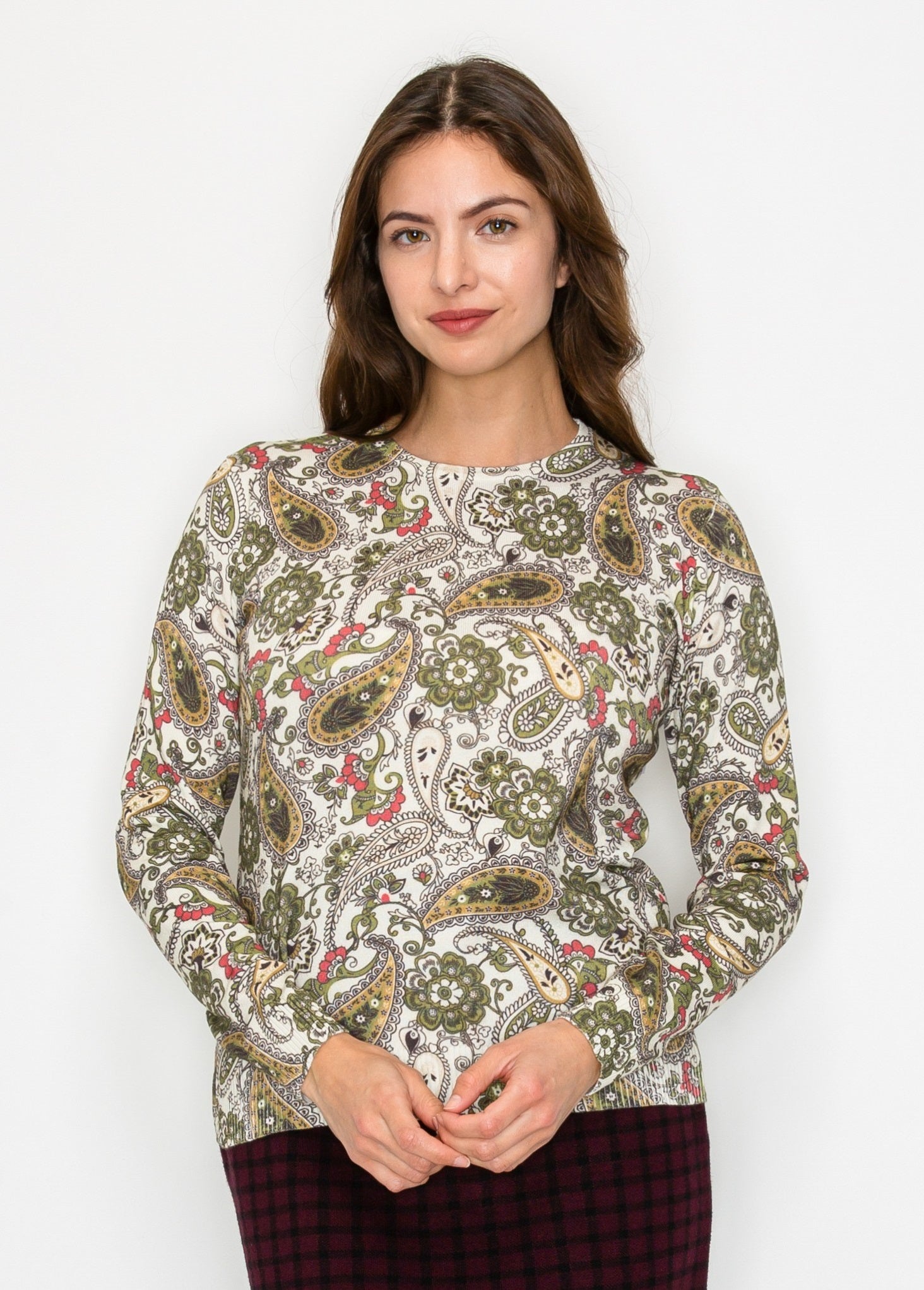 K5121 YAL PAISLEY MULTI PRINT SWEATER
