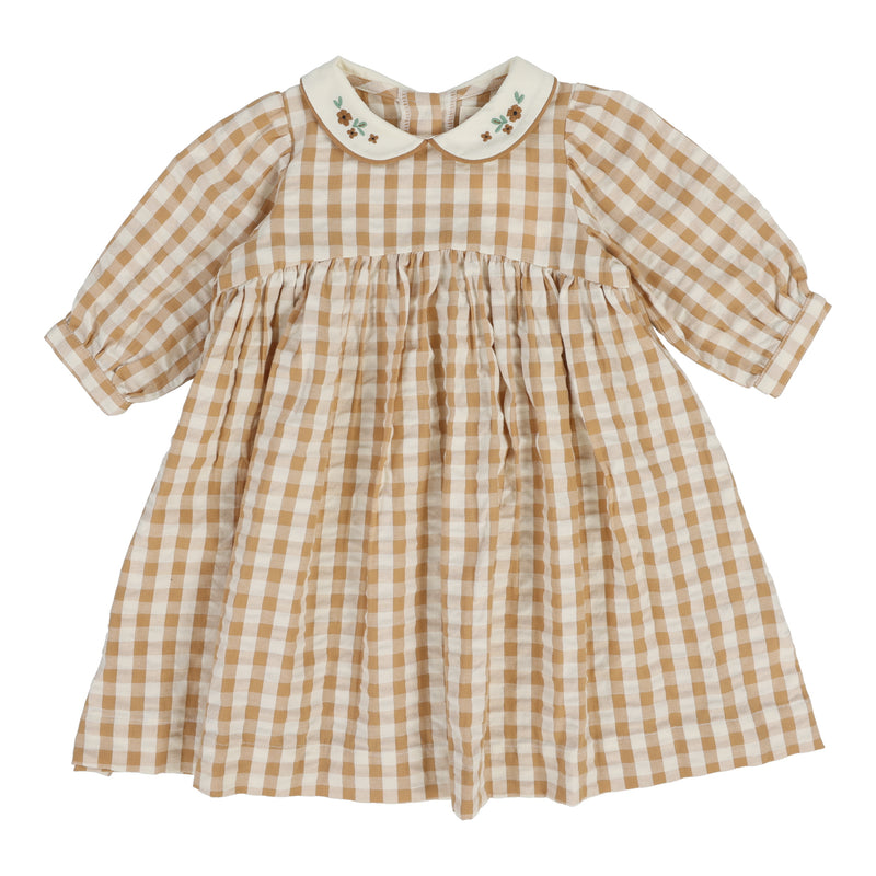 ANALOGIE GINGHAM 3/4 SLEEVE DRESS