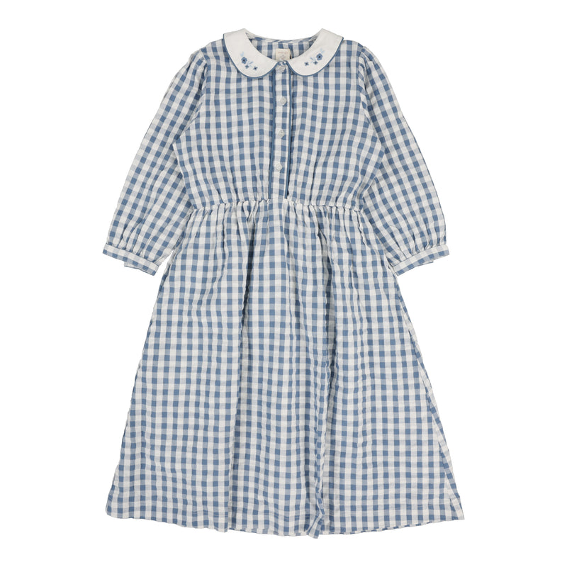 ANALOGIE GINGHAM 3/4 SLEEVE DRESS