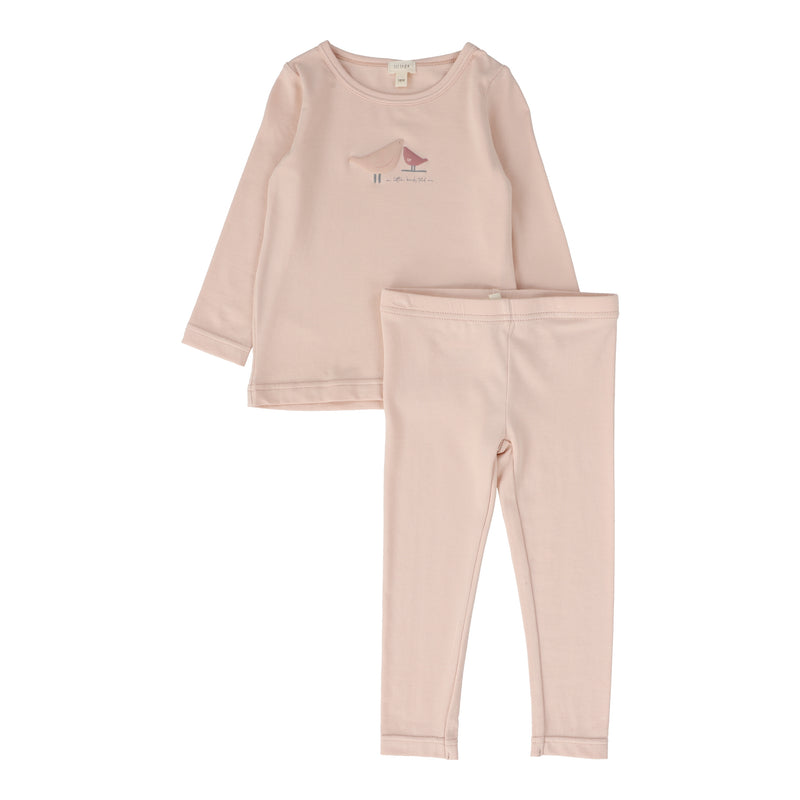 LIL LEGS BIRD PRINT PAJAMAS