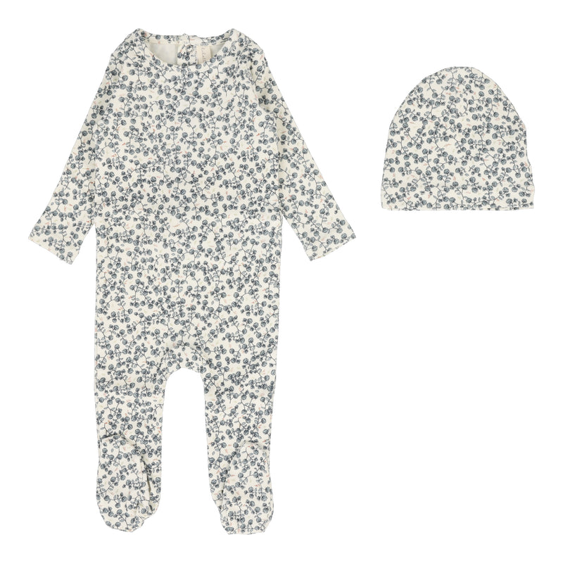 LILETTE ALL OVER FLORAL FOOTIE + BEANIE SET