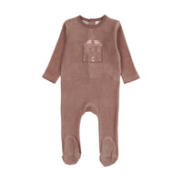 LILETTE STITCHED GRAPHIC VELOUR FOOTIE