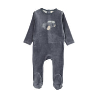 LILETTE STITCHED GRAPHIC VELOUR FOOTIE