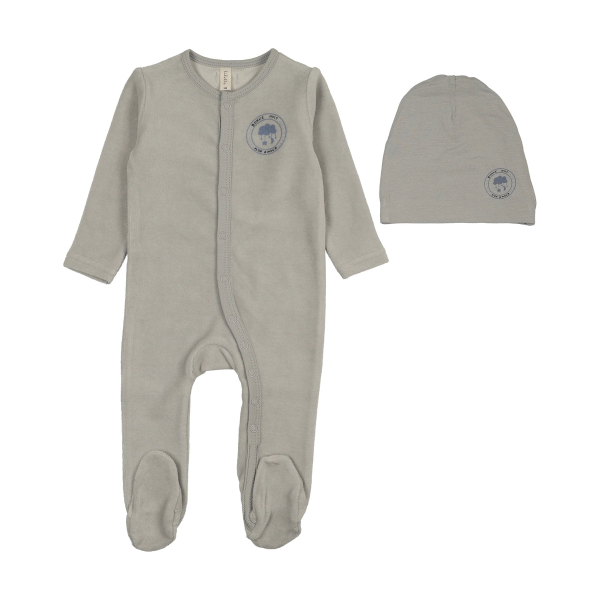 LILETTE VELOUR SNAP DOWN FOOTIE + BEANIE SET