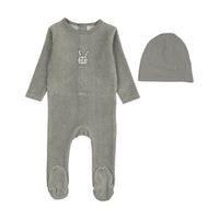 LILETTE VELOUR GINGHAM BUNNY FOOTIE + BEANIE SET