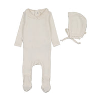 LILETTE CROCHET COLLAR FOOTIE + BEANIE SET