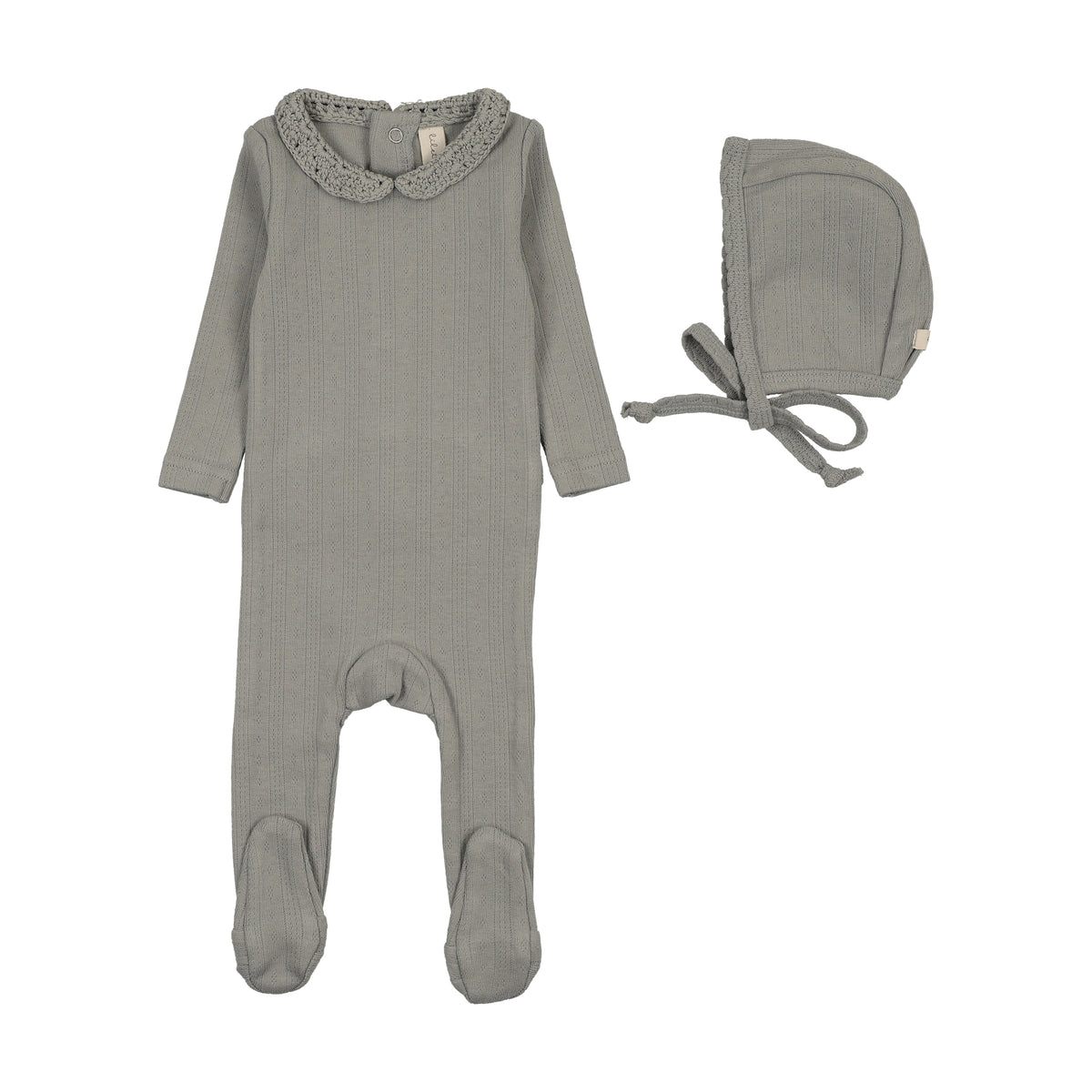 LILETTE CROCHET COLLAR FOOTIE + BEANIE SET