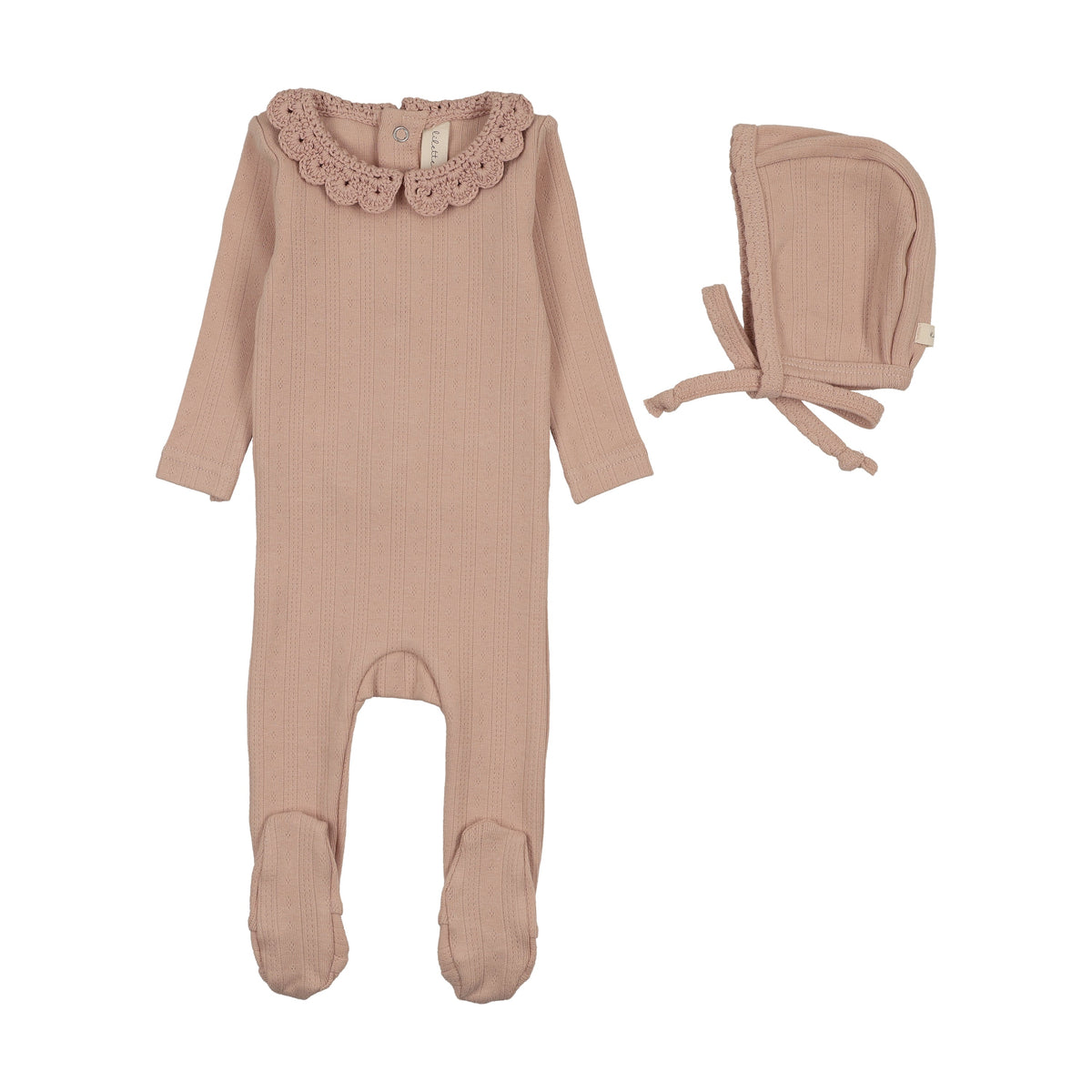 LILETTE CROCHET COLLAR FOOTIE + BEANIE SET