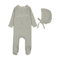 LILETTE GINGHAM BEBE FOOTIE + BEANIE SET