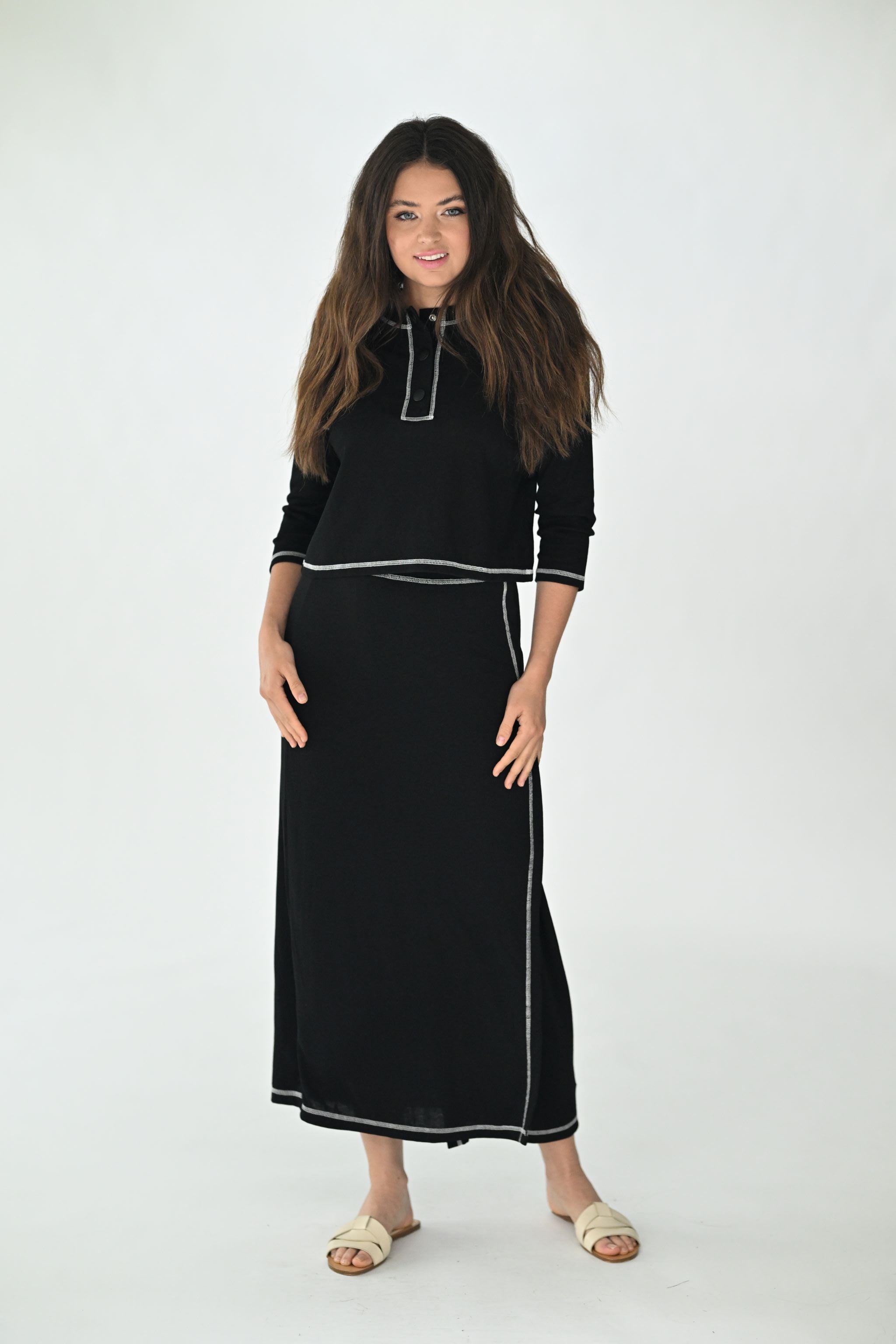 M386 MONN CONTRAST STITCH SKIRT