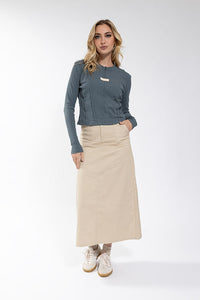 M532 MONN STRETCH TWILL A-LINE SKIRT