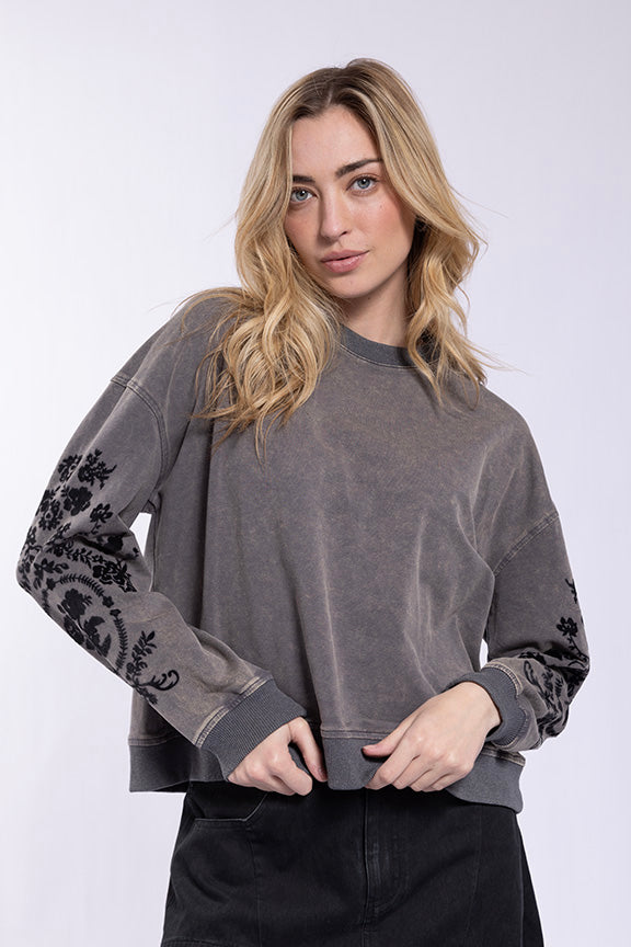 M553 MONN VELVET FLORAL SWEATSHIRT