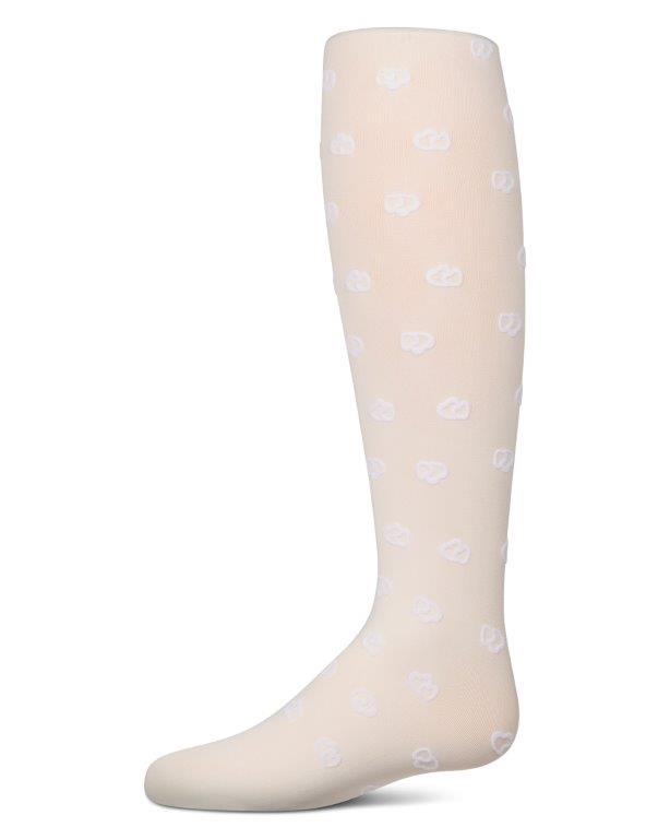 MKF-4086 MEMOI OVERLAP HEARTS FLOCKED OPAQUE TIGHTS