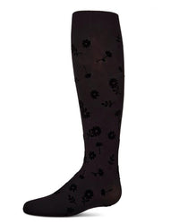 MKF-4087 MEMOI FLOWER GARDEN FLOCKED OPAQUE TIGHTS