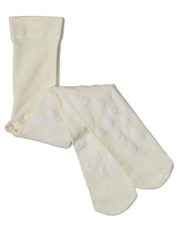 MKF-4087 MEMOI FLOWER GARDEN FLOCKED OPAQUE TIGHTS