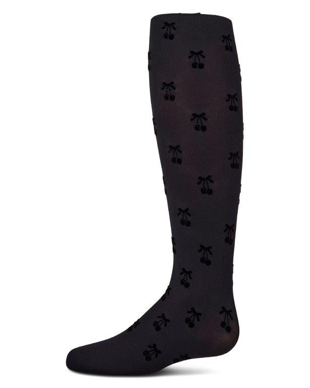 MKF-4089 MEMOI CHERRY FLOCKED OPAQUE TIGHTS