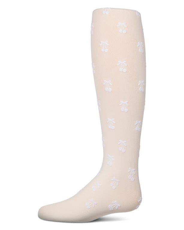 MKF-4089 MEMOI CHERRY FLOCKED OPAQUE TIGHTS