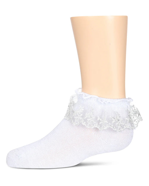 MKF-6010 MEMOI LUREX LACE CREW SOCK