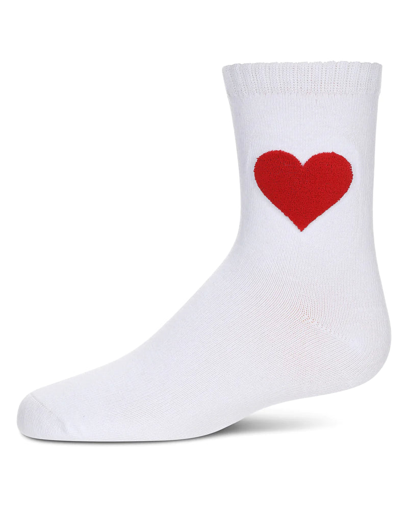 MKF-6055 MEMOI FUZZY HEART CREW SOCK