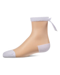 MKF-6095 MEMOI SHEER SATIN BOW CREW SOCK