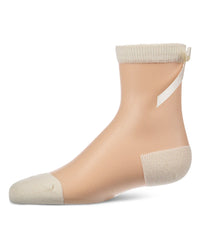 MKF-6095 MEMOI SHEER SATIN BOW CREW SOCK