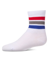 MKF-6103 MEMOI TRIPLE STRIPE CREW SOCK